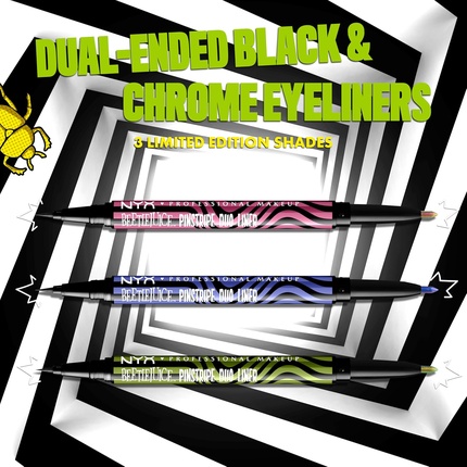 Карандаш для глаз Nyx Professional Makeup Beetlejuice Pinstripe Duo Eye Liner двусторонний, черный — фото 2
