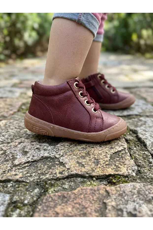 Детские ботинки для девочек кожаные Nuh Kids, Burgundy — фото 3