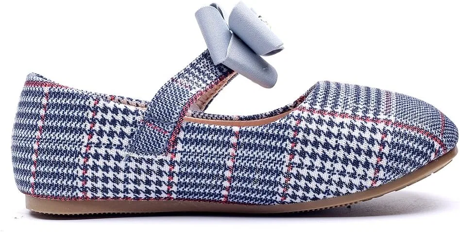 Детские балетки для девочек с принтом Marry Jane Flat Slip on School Ballerina Shoes Chiximaxu, Light Blue Bowknot — фото 3