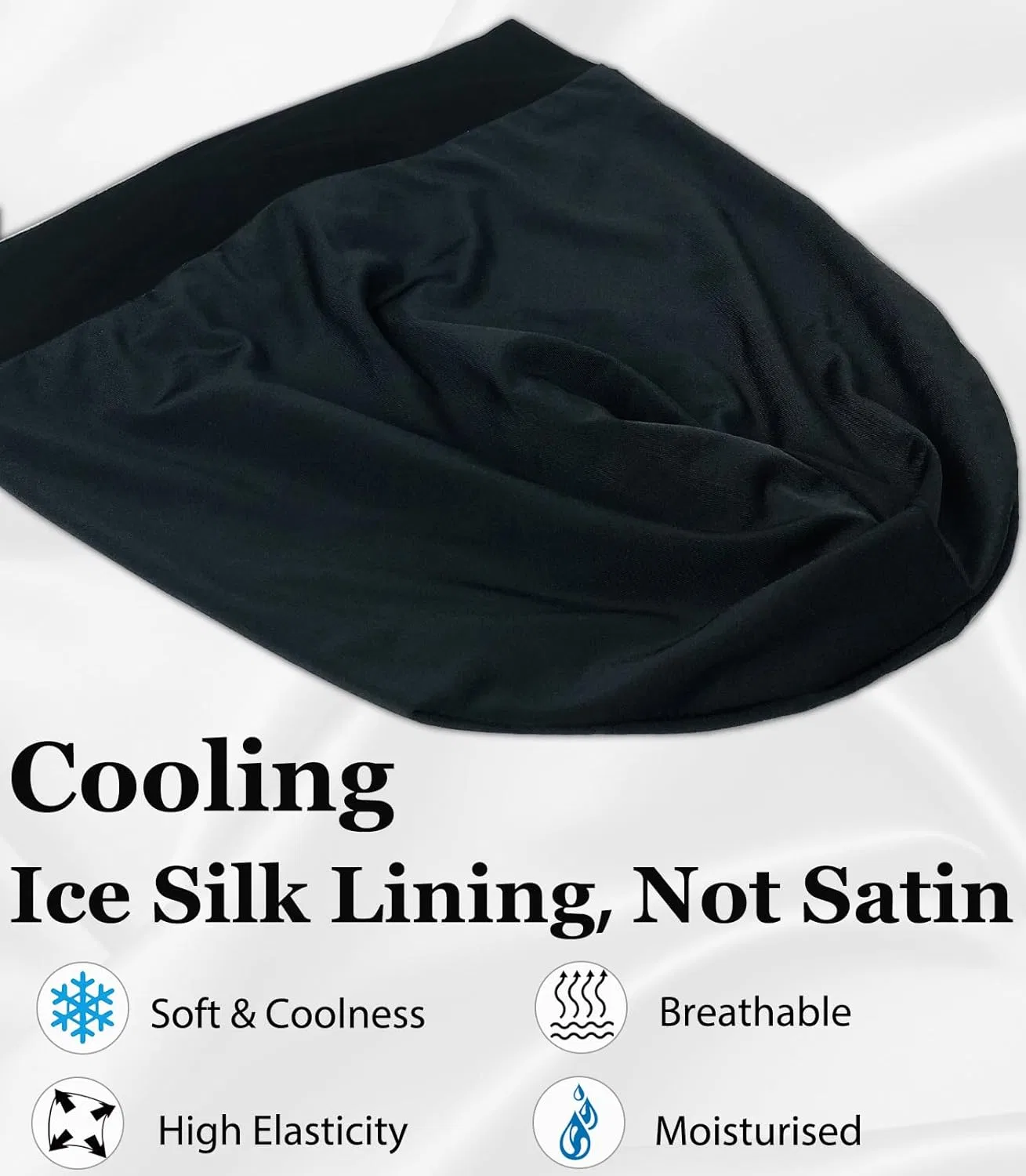 Шапочка для сна Cooling Ice Silk, vidsel, 1 шт, Black — фото 2