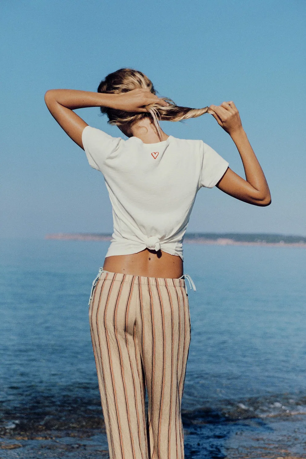 Футболка в деревенском стиле с текстовым принтом ZARA, white — фото 4