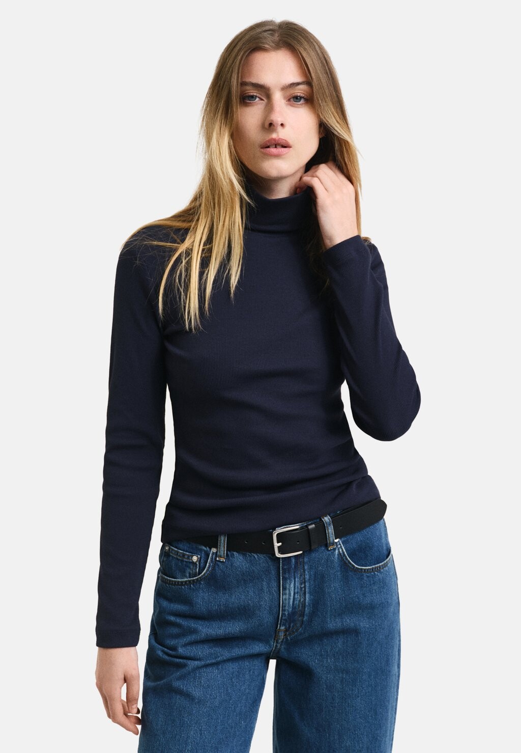 

Топ с длинными рукавами SLIM TURTLENECK GANT, темно-синий