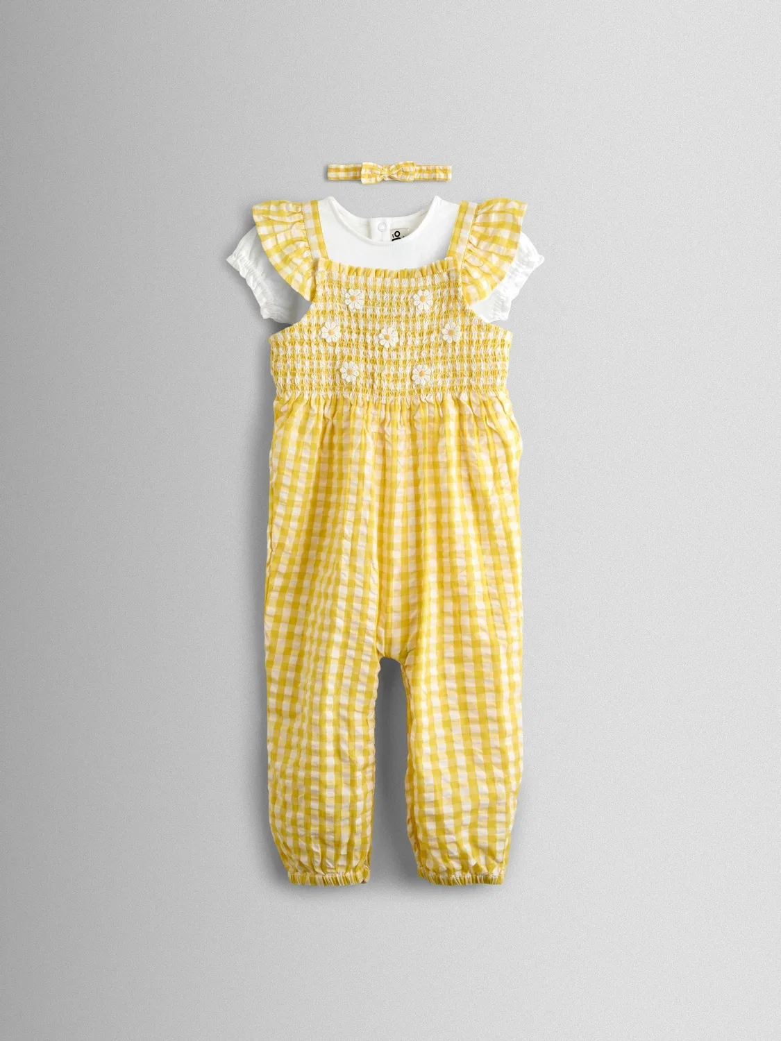 Комплект из комбинезона, футболки и повязки Jojo Maman Bébé, желтый — фото 2