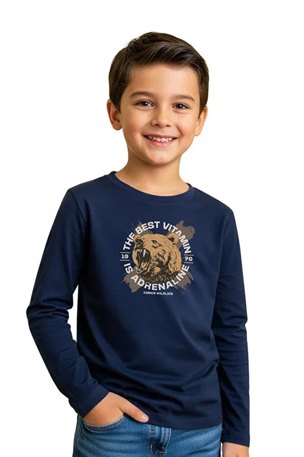 Детский комплект свитшотов для мальчиков с принтом 3-Piece zero collar printed boy's sweatshirt Ya Ko Kids, Yellow-Blue-Indigo — фото 4