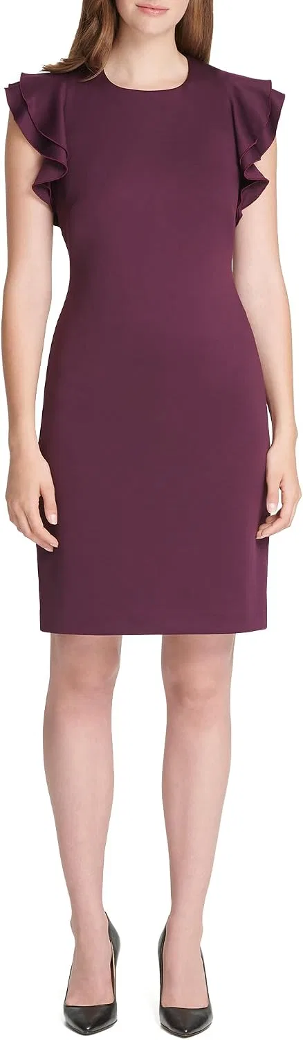 Женское коктейльное платье-футляр с воланами Tommy Hilfiger, Aubergine — фото 2