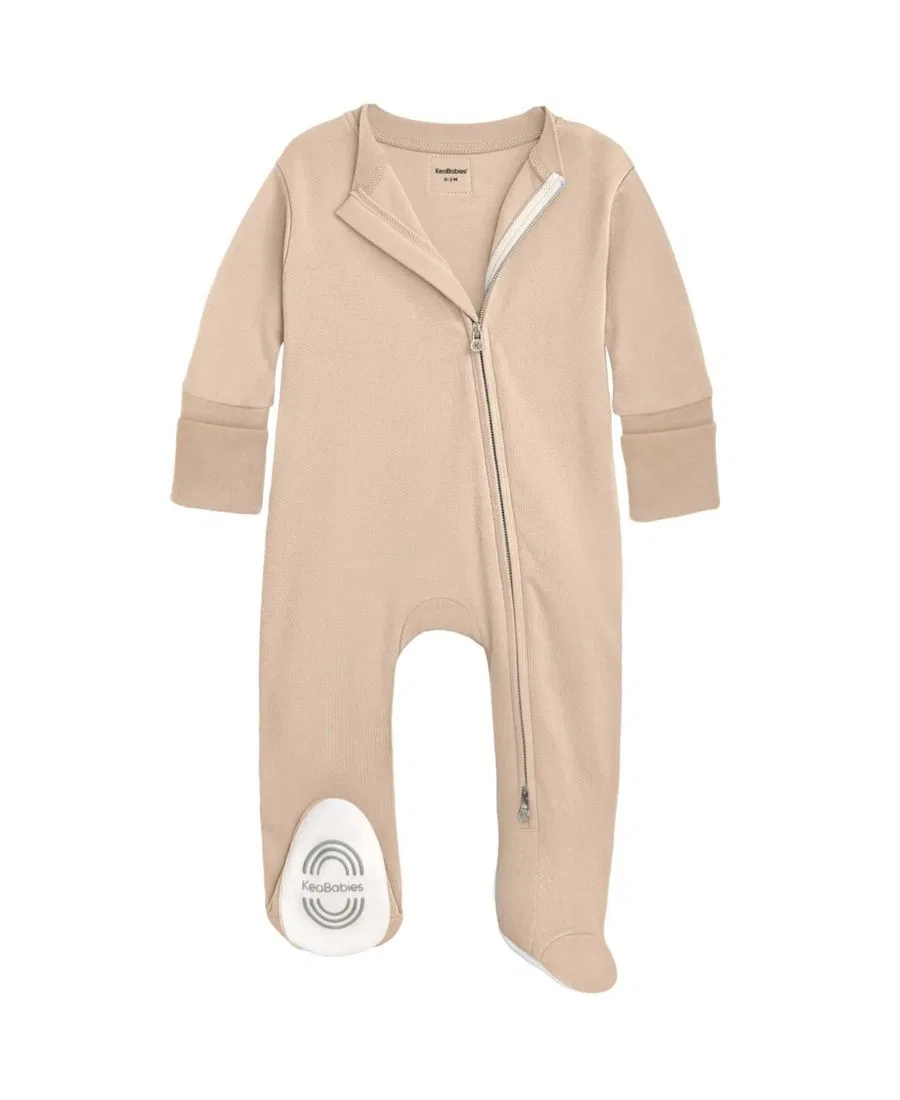 Детский слип-комбинезон с длинным рукавом Soothe Sleep N' Play Footie KeaBabies, Ecru