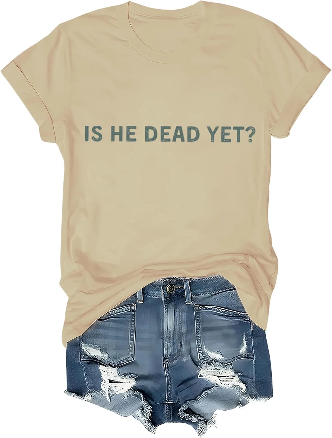 Футболка с принтом Is He Dead Yet, Khaki