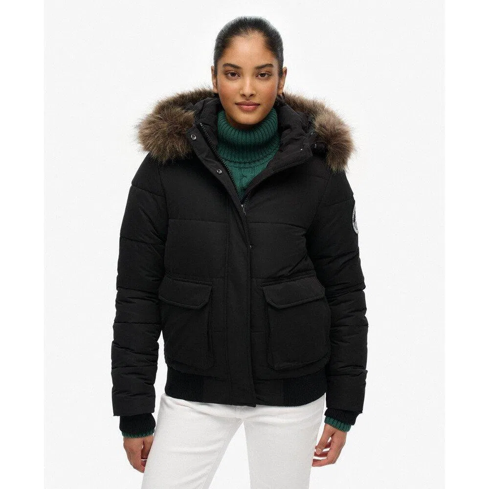 Женская хлопковая куртка-бомбер Superdry Everest Ella, Черный — фото 3