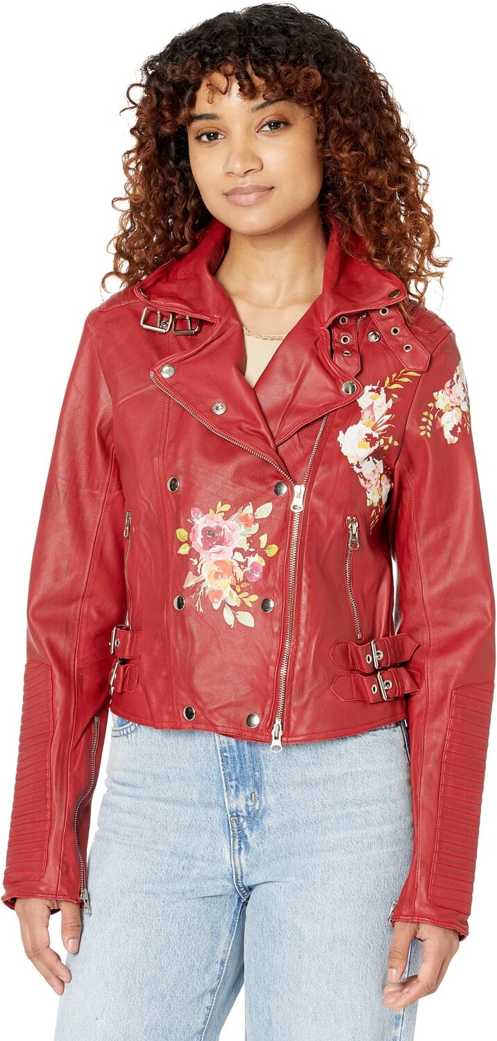 

Куртка jakett NEW YORK Harley Floral Burnished Leather, красный