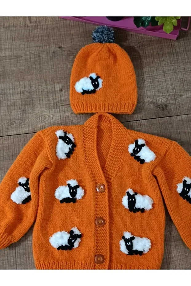 Детский кардиган с принтом El Örgüsü Cici Bebe, Orange