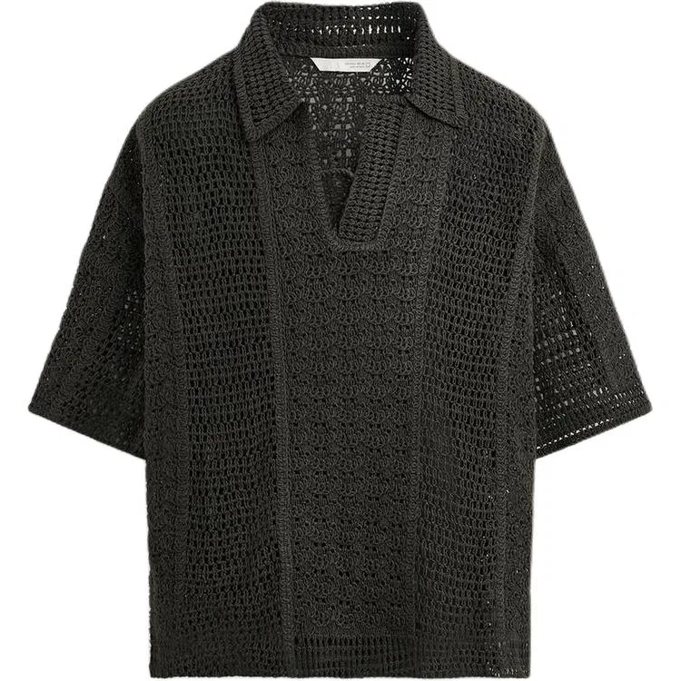 Мужское поло с воротником и коротким рукавом ZARA, Gray Green