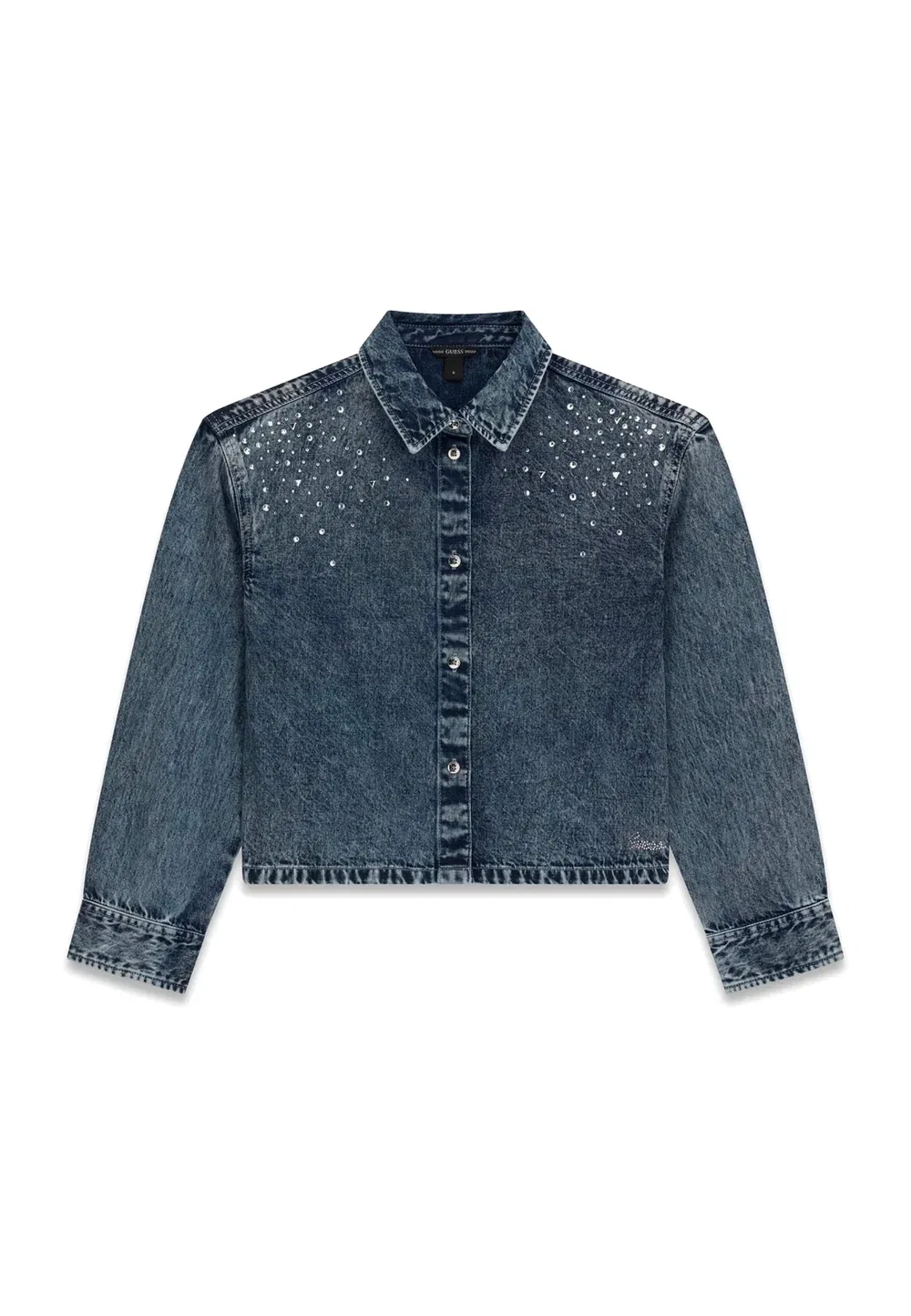 Джинсовая блузка укороченного кроя на пуговицах Guess, Blau