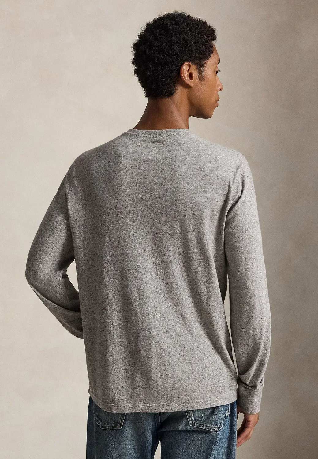 Классическая трикотажная рубашка-поло с длинными рукавами Polo Ralph Lauren, Dark Vintage Heather — фото 3