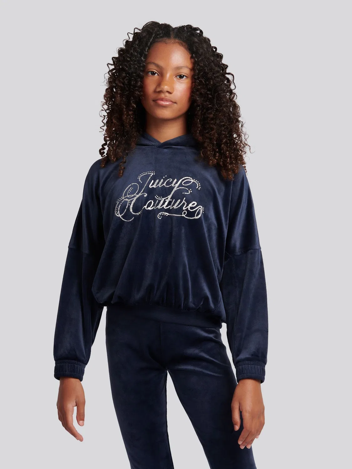 Двухпредметный костюм Relaxed Over-The-Head Hood & Velour Leggings Set Juicy Couture, синий — фото 4
