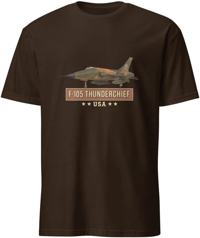 Мужская футболка с принтом F-105 Thunderchief 64000, Dark Chocolate