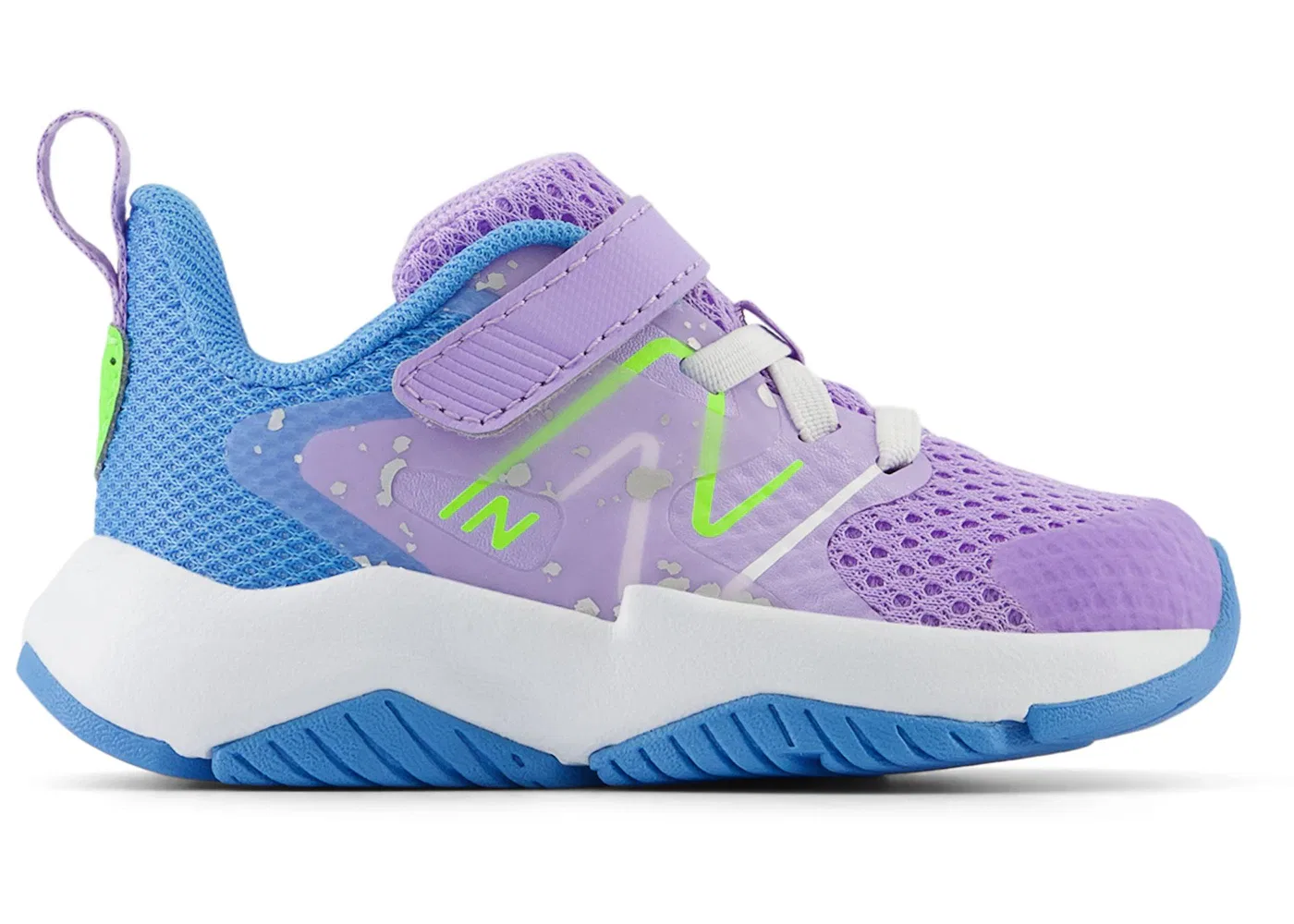 Детские кроссовки с банджи-шнуровкой New Balance Rave Run v2 Bungee Lace, Lilac Glo/Sky Blue/Pixel Green