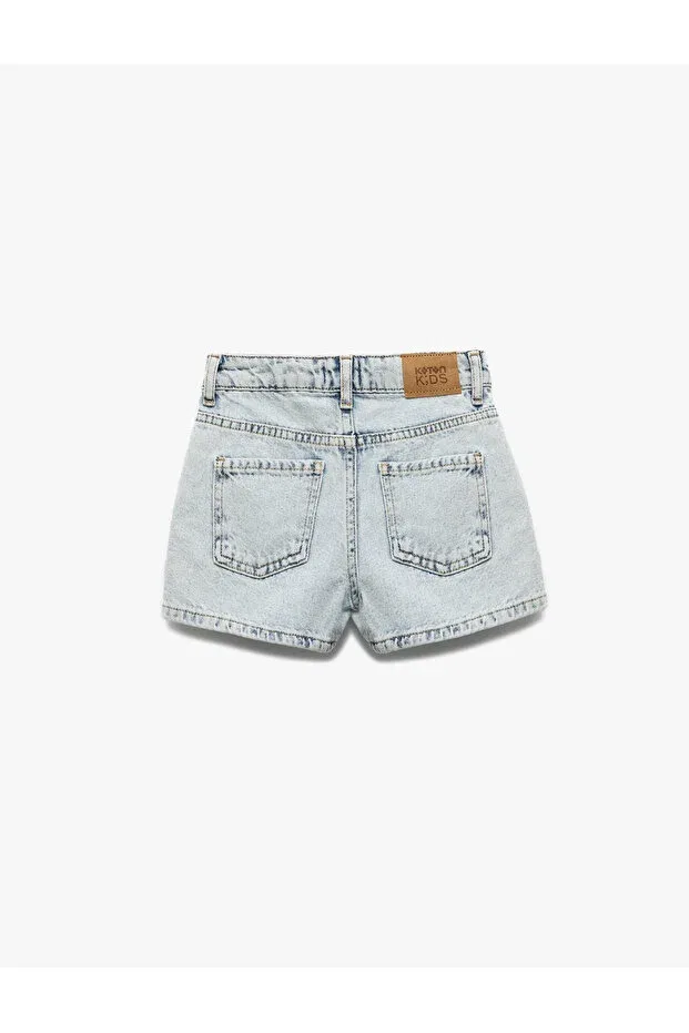 Детские шорты для девочек джинсовые с широкой штаниной Koton, Light Blue — фото 2
