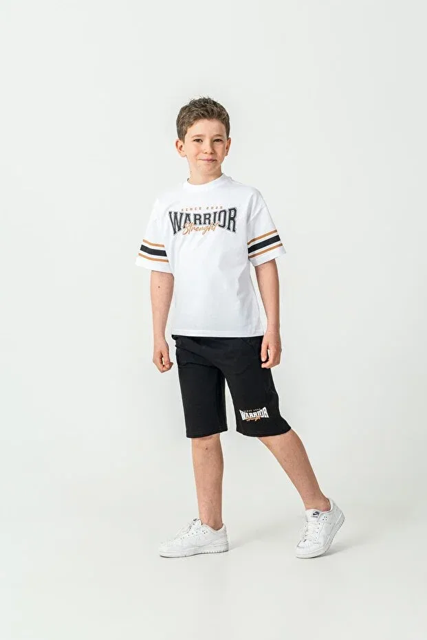 Детский комплект для мальчиков с принтом Warrior Strength Mışıl Kids, Black — фото 2