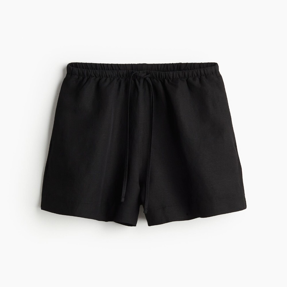 

Шорты H&M Linen-blend Pull-on, черный