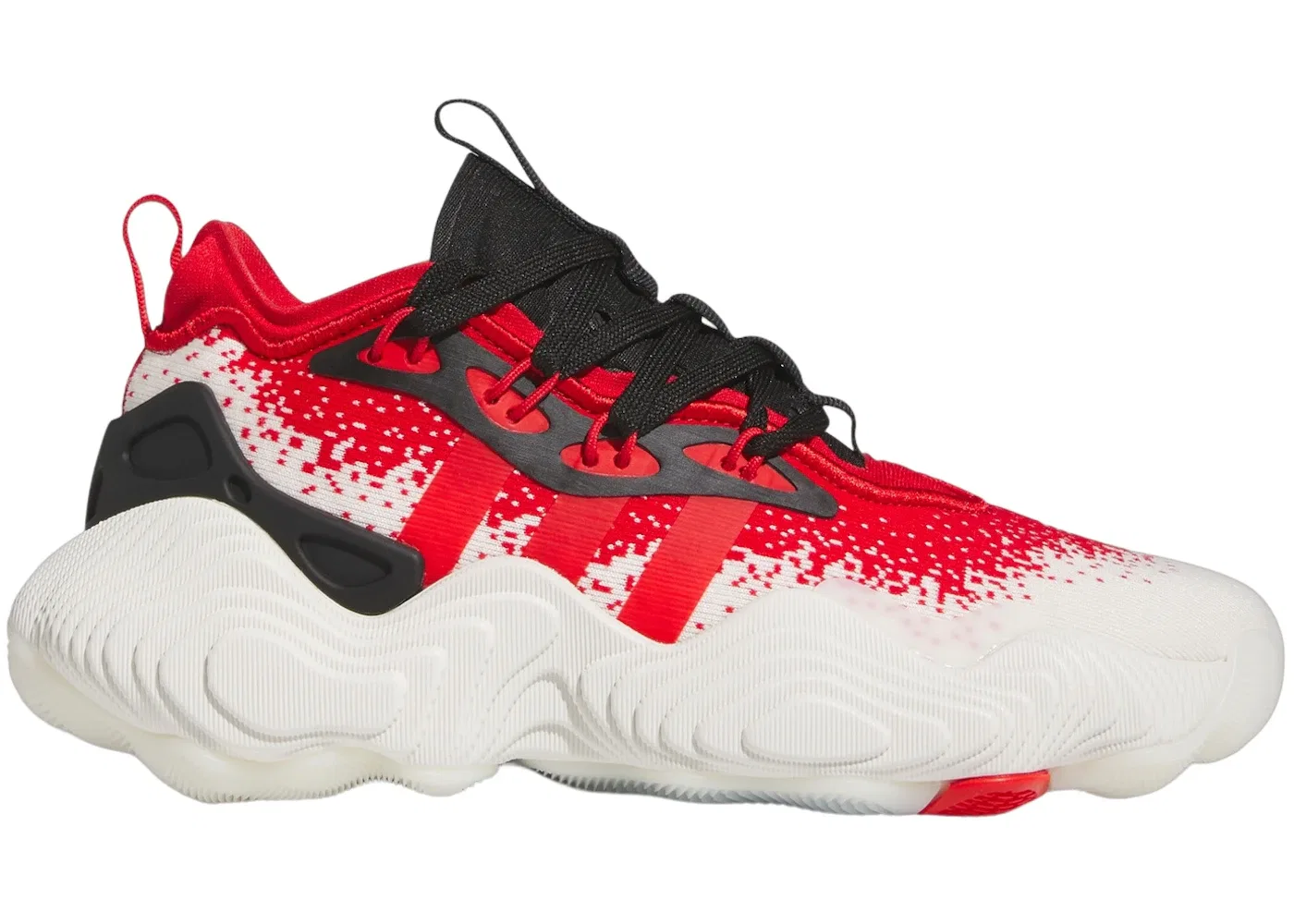 Детские кроссовки для мальчиков с принтом Adidas Trae Young 3, Off White Vivid Red Core Black