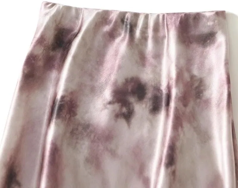 Женская длинная юбка с китайской тушью Satin, Purple — фото 3