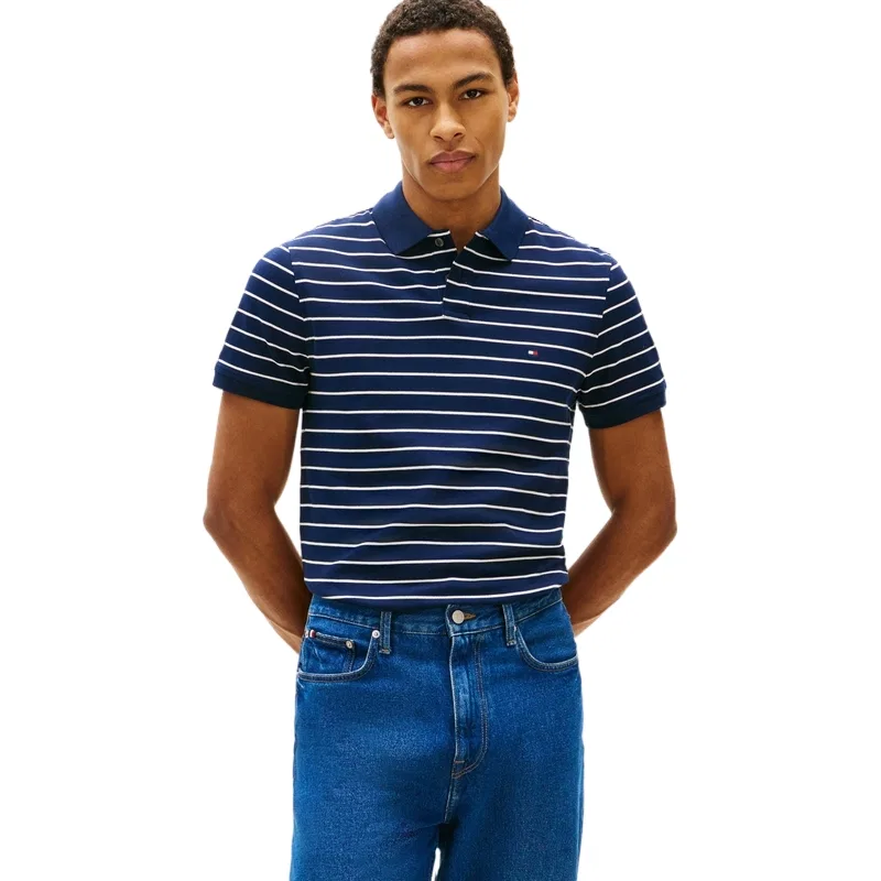 Поло Tommy Hilfiger мужское, Navy Blue White Stripes