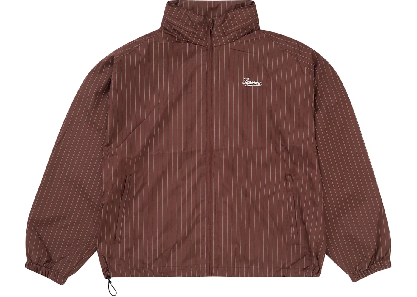 Мужская куртка с принтом Supreme Reflective Pinstripe Track Jacket, Brown — фото 2