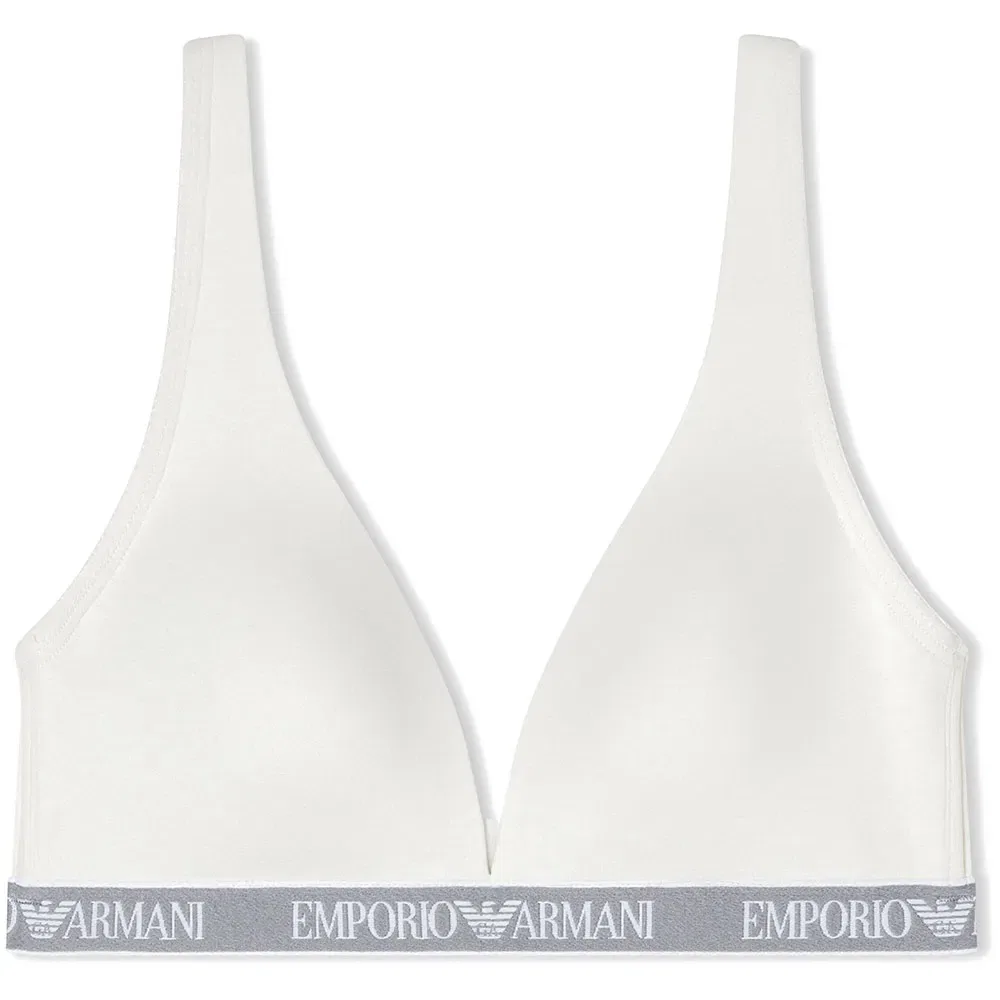 Женское бюстгальтер-треугольник с логотипом Emporio armani, White — фото 3