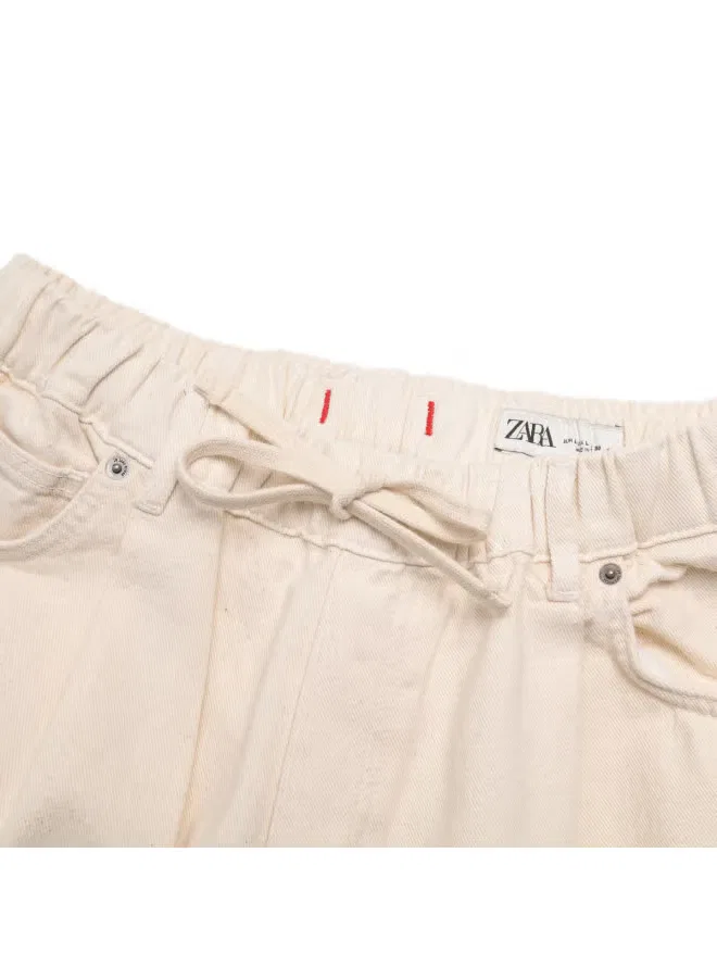 Брюки свободные с завязкой на поясе, Zara, абрикосовый — фото 4