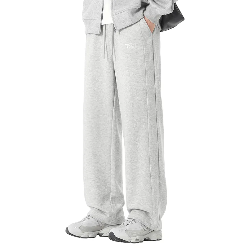 Детские свободные брюки прямого кроя из хлопка Tonlion, White Flower Gray