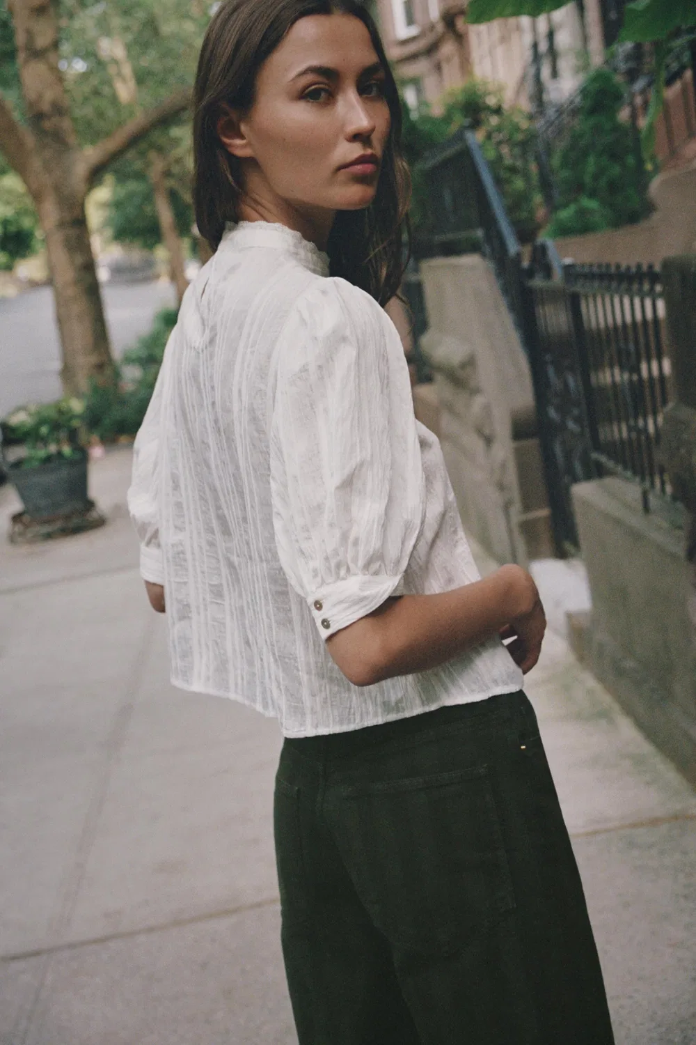 Романтическая кружевная рубашка ZARA, White — фото 4