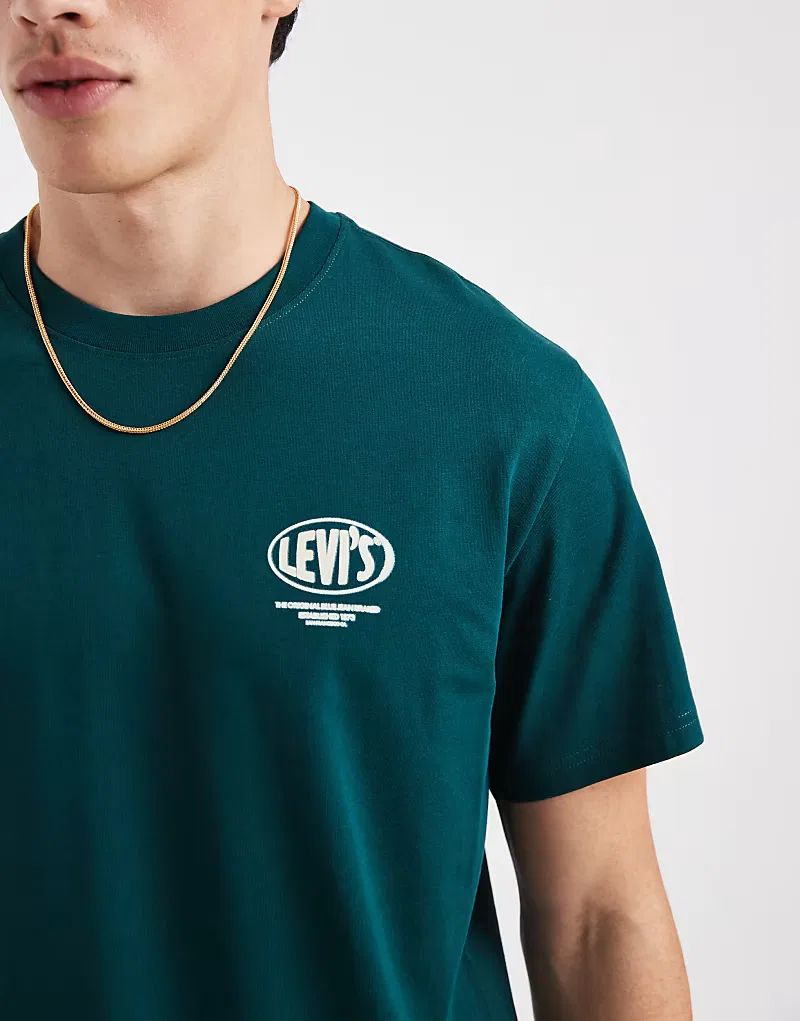 Футболка Levi's свободного кроя с принтом на спине, темно-зеленый — фото 4