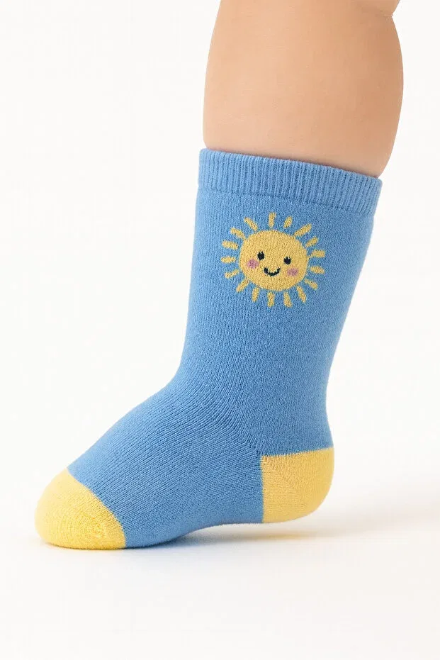 Детские носки для новорожденных хлопковые с принтом солнца и звезды Solde Socks, Multicolor — фото 3
