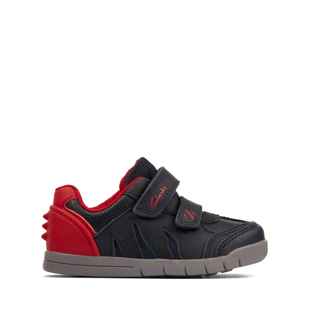 Clarks Детские кожаные кроссовки Rex Play Navy/Red Leather, Blue