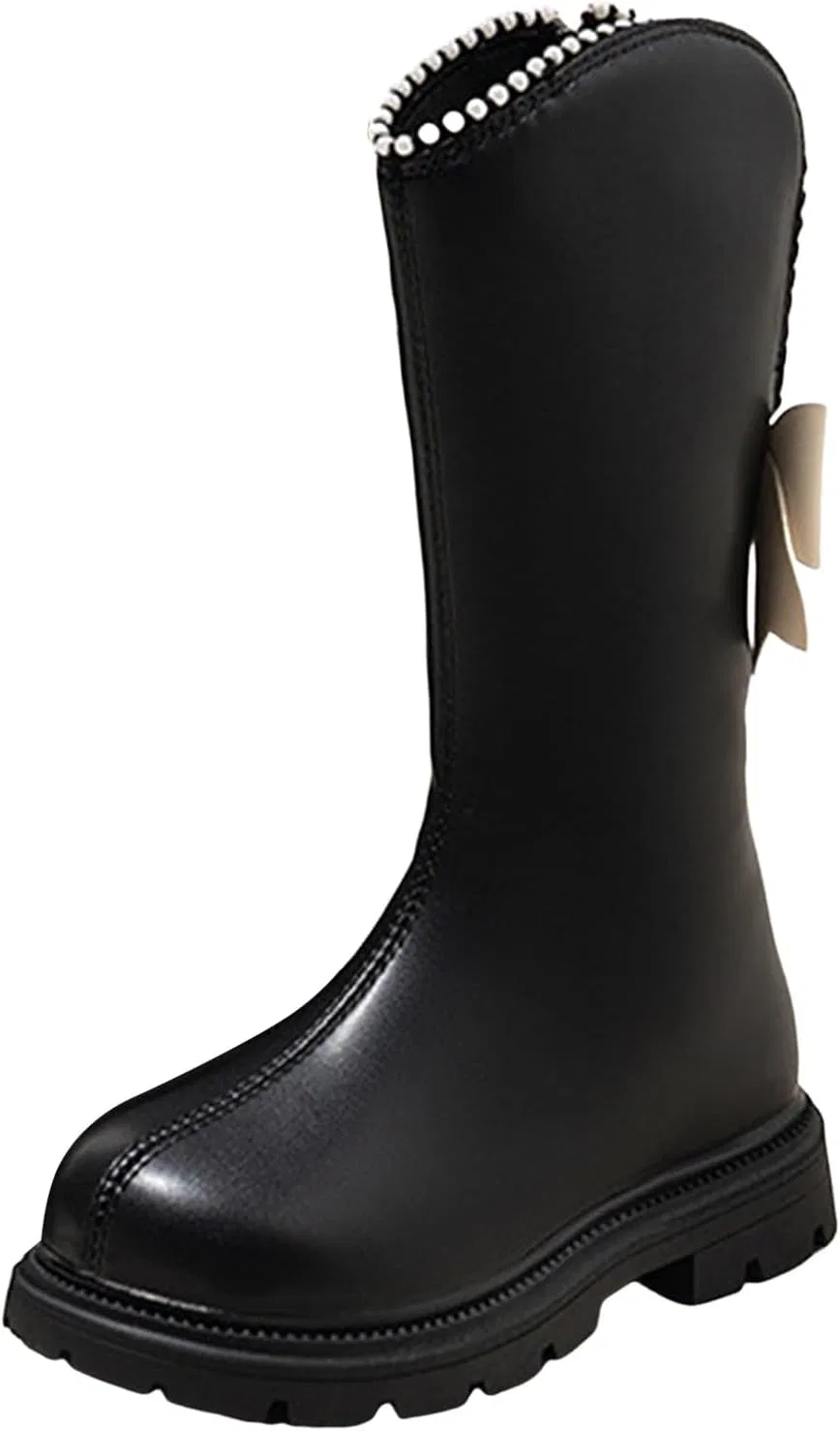 Детские сапоги для девочек с принтом и жемчужной отделкой Western Boots, Black