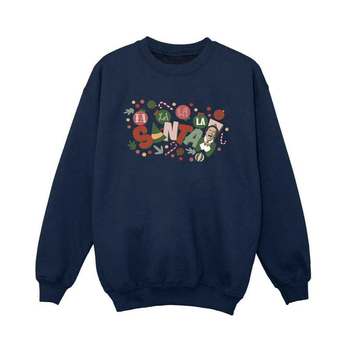 Свитшот с принтом Santa Fa La La Elf, Navy — фото 3