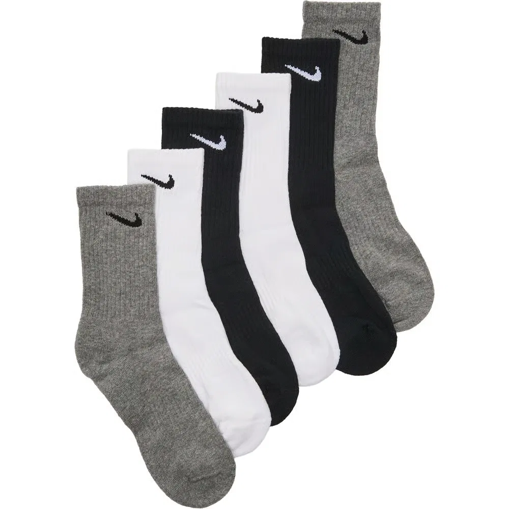 Набор из 6 пар средних повседневных мягких носков средней высоты Nike, White/Grey/Black