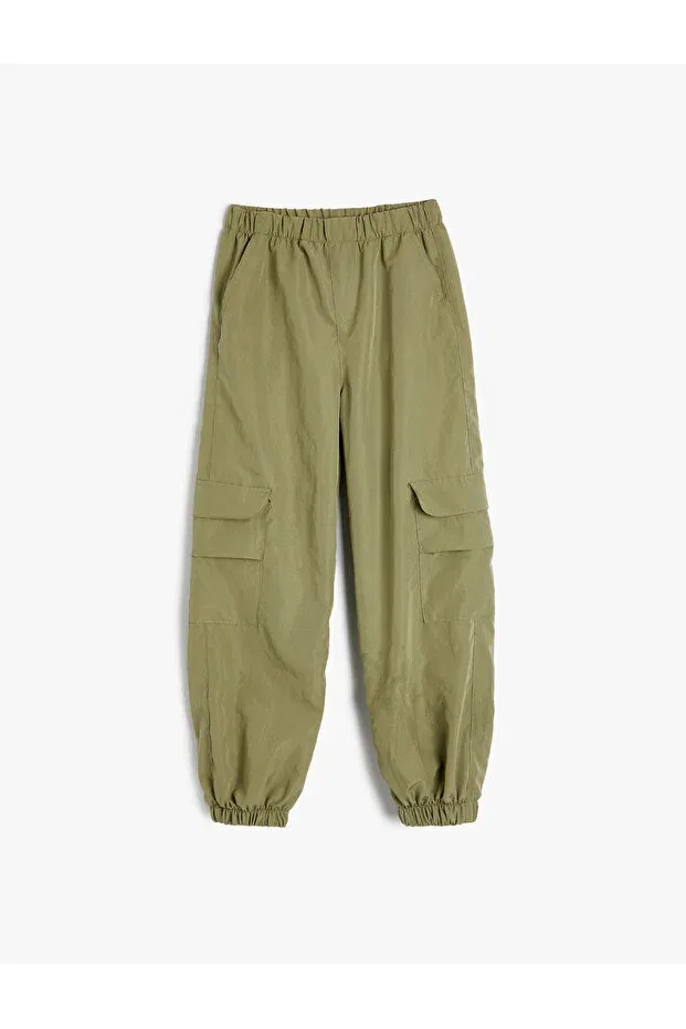 Детские брюки для девочек карго с эластичным поясом Koton, Khaki