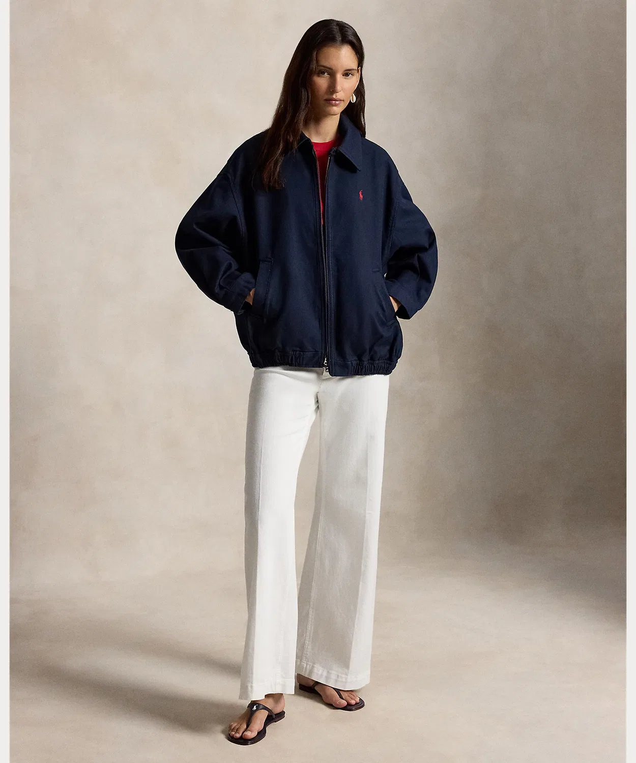 Женская куртка-бомбер из двустороннего хлопка с вышивкой POLO RALPH LAUREN, Navy — фото 3