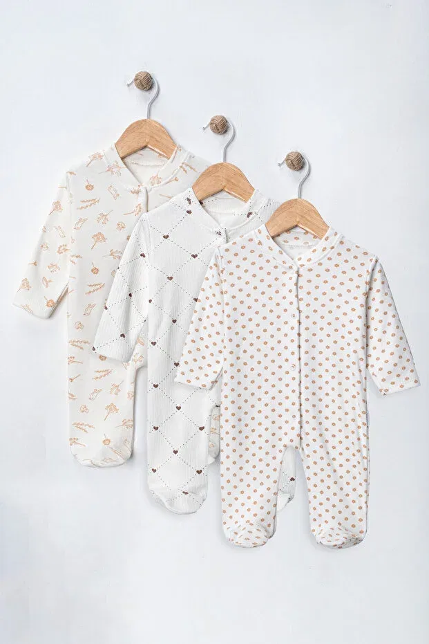 Детский комплект комбинезонов для новорожденных с принтом Basics Defne Lina Baby, Ecru — фото 3