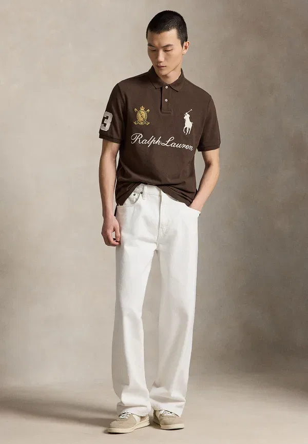 Поло с вышивкой Classic fit big pony mesh polo shirt Polo Ralph Lauren, Nutmeg Brown, коричневый — фото 2