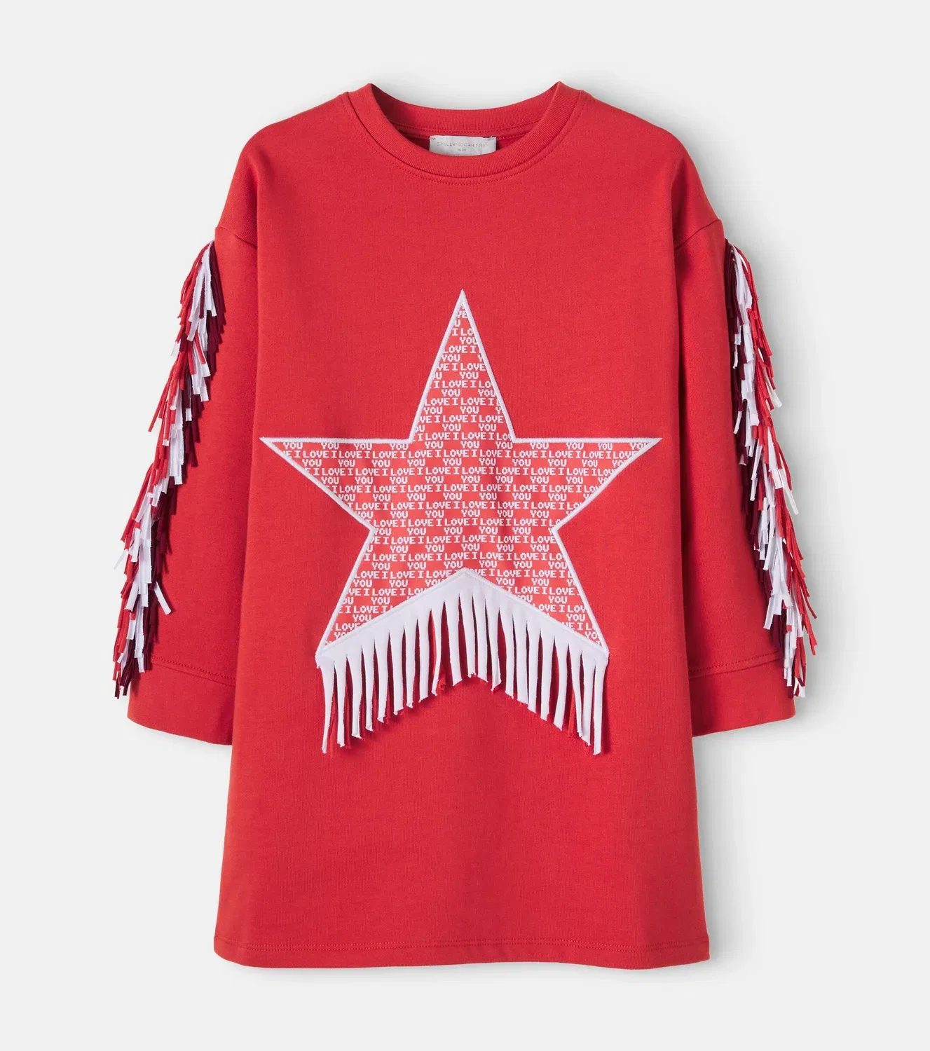 Нарядное платье с принтом и бахромой Stella Mccartney Kids, красный