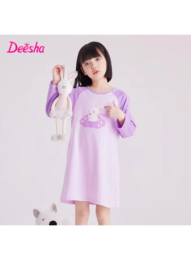 Ночная сорочка с длинным рукавом для девочки Deesha, фиолетовый