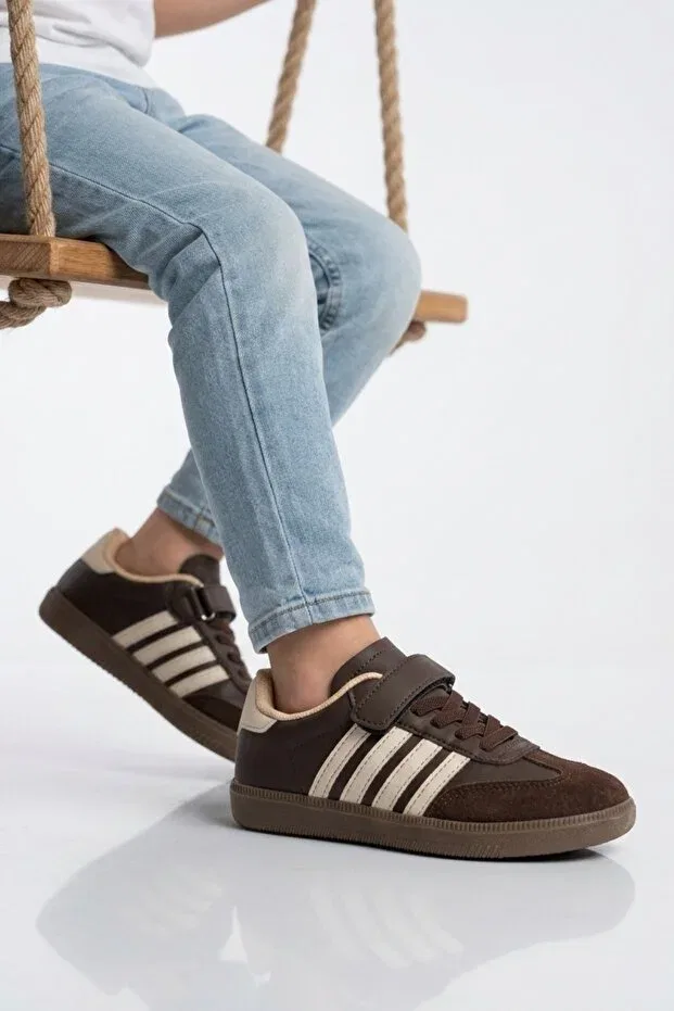 Детские спортивные туфли для девочек на липучке Lafonten 753 f, Coffee-Beige Ayakmod — фото 2