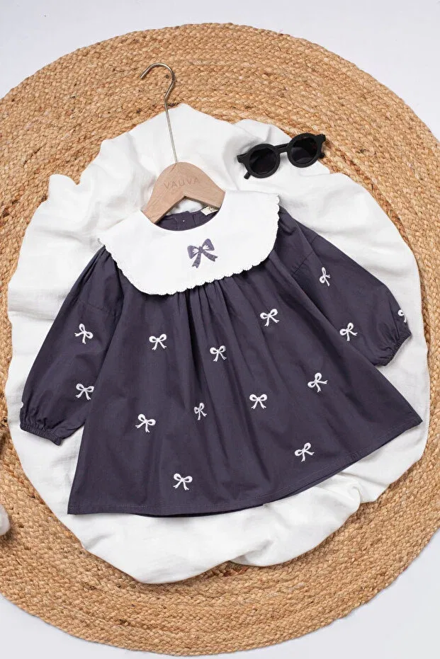 Детское платье для девочек с вышивкой Vauva, Purple