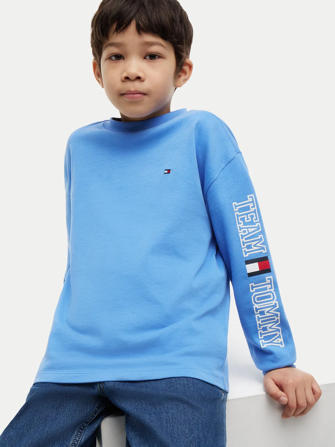 Лонгслив стандартного кроя для мальчика Graphic Tommy Hilfiger, голубой — фото 4