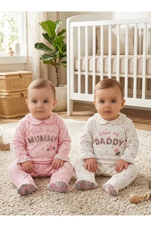 Детский комплект боди и штанишек для девочек I Love My Mommy & Daddy Aki Moda Kids, Pink
