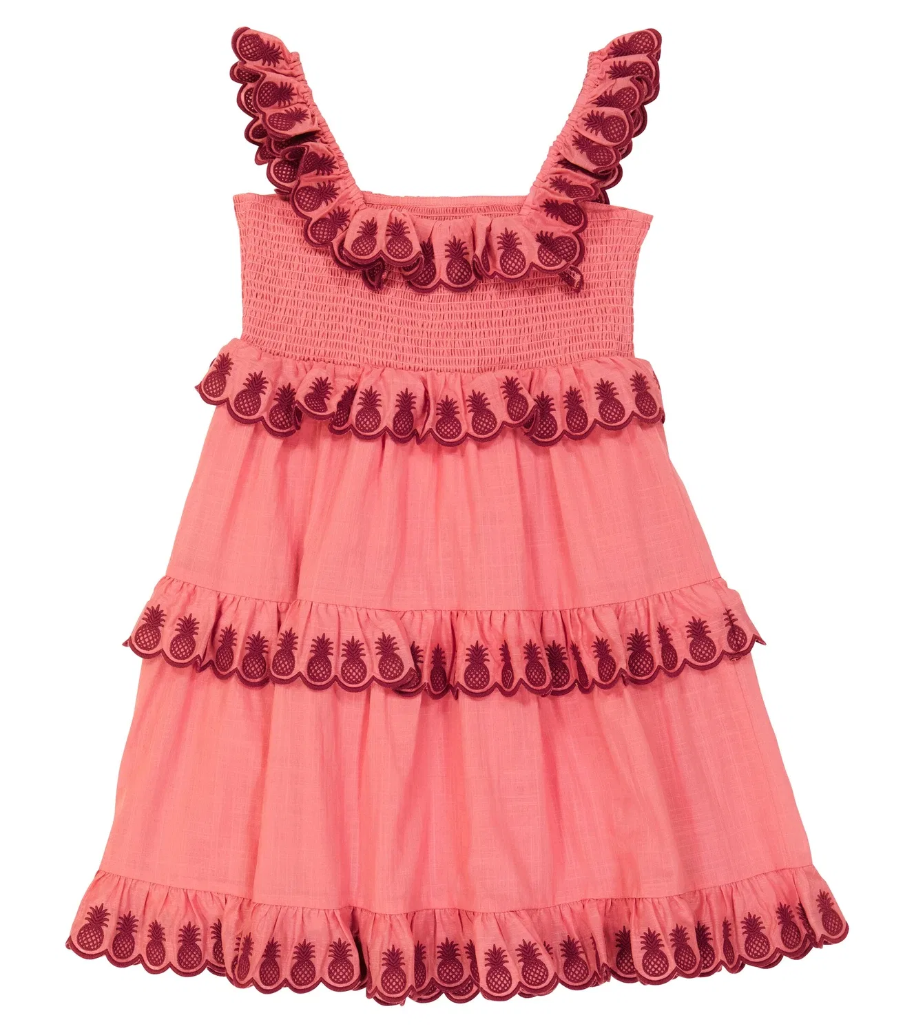 Платье хлопковое с вышивкой Tropicana Zimmermann Kids, розовый — фото 4