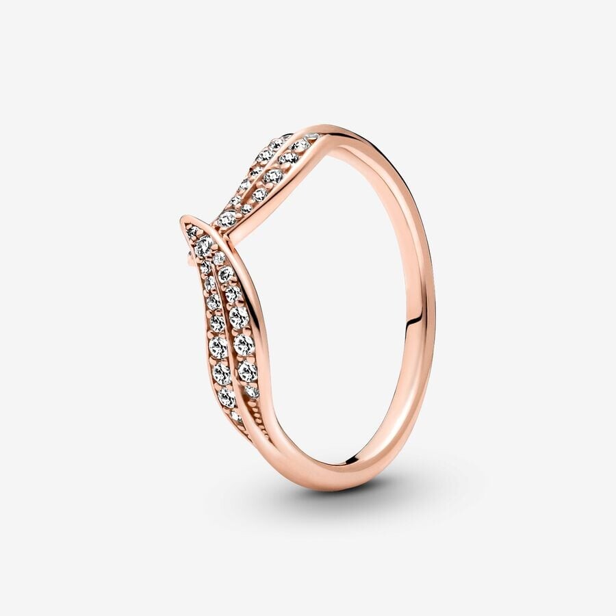 

Кольцо Pandora Moments Sparkling Leaves, розовое золото