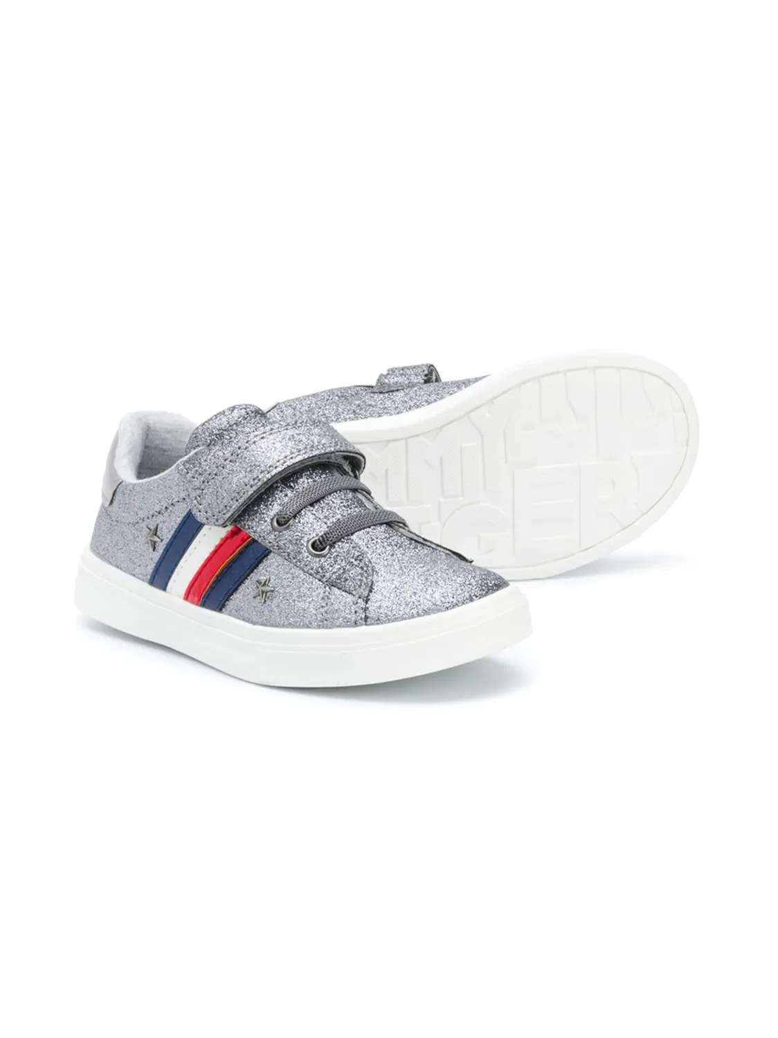 Кеды на липучках с блестками Tommy Hilfiger Junior, серый — фото 2
